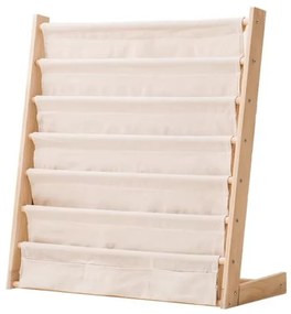 Detský regál na knihy s látkovými poličkami