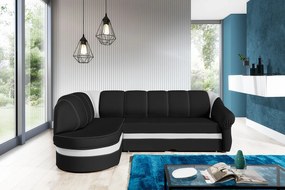 Rohová sedačka s rozkladom a úložným priestorom Belluno L - čierna (Soft 11) / biela (Soft 17)