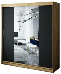 Skriňa Halifax T1 200 Dub Artisan/čierna/Zrkadlo