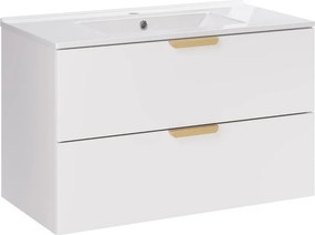 Závesná kúpeľňová skrinka Aster Lava so zápustným umývadlom 80 cm biela