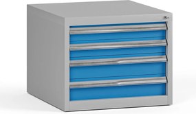 Závesný dielenský box na náradie G345 k pracovným stolom do dielne, 4 zásuvky, 565 x 580 x 450 mm, modrá