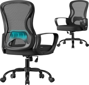 Ergonomická kancelárska stolička s mrežou, čierna