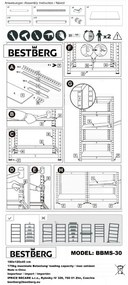 Kovový regál BestBerg BBMS-30 / 120 x 180 x 45 cm / 5 políc / strieborná/hnedá