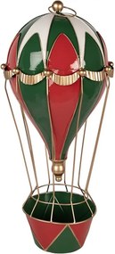 Christmas Decoration Figurine Hot Air Balloon ? 28x66 Cm Red Metal - ? 28*66 cm