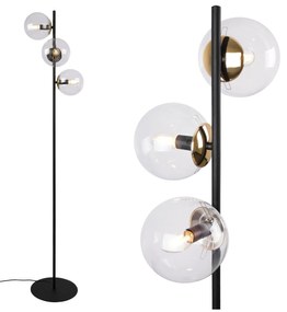 Stojacia lampa Paris, 3x číre sklenené tienidlo, B/G