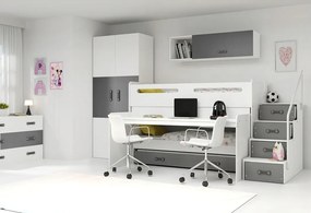 Interbeds Trojlôžková poschodová posteľ Max1 200x80cm bielo sivá
