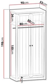 Šatníková skriňa Patrick PT13 (borovica andersen + dub lefkas tmavý). Vlastná spoľahlivá doprava až k Vám domov. 1122803
