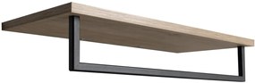 Sapho Sapho, SKA polička na uteráky s hrazdou 600x250mm, dub/čierna mat, SKA385B
