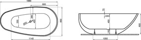 Polimat Akrylátová voľne stojaca vaňa Shila 170x85 POLIMAT-Rozmery: 170x85, POLIMAT-Farba vane: Biela / čierna mat