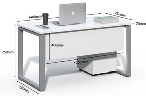 Kancelársky stôl s kontajnerom Houseland Prime Home 02 B 140 cm biely