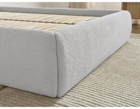 Svetlosivá čalúnená dvojlôžková posteľ s úložným priestorom/bez čela s roštom 180x200 cm Inera – Bobochic Paris