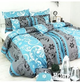 Obliečky Lilien tyrkysovo-sivé EMI, Štandardný set jednolôžko obsahuje 1x 140x200 + 1x 70x90