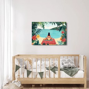 Obraz - Jogínka na pláži (90x60 cm)