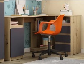 Rohový písací stôl Carlos, dub artisan/grafit%