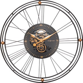 Nástenné hodiny Roman Gear Clock 90,5 cm čierno-zlaté
