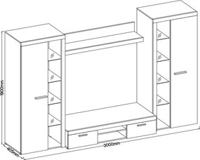 Obývacia stena Flamenco XL, dub sonoma