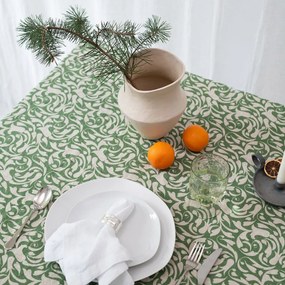 Ľanový obrus 140x300 cm Evergreen Damask – Linen Tales