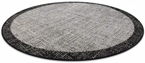 Koberec SIZAL FLOORLUX kruh 20401 Ramka strieborný/čierny