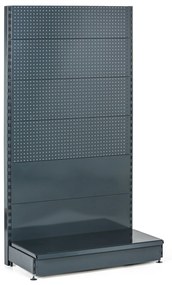 Predajný regál jednostranný, perfo steny, 2200 x 1000 x 450 mm, základný, antracit