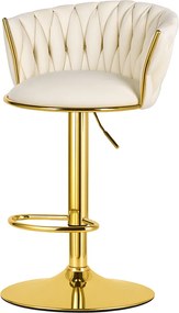 Barová stolička MIG béžová / zlatá podnož