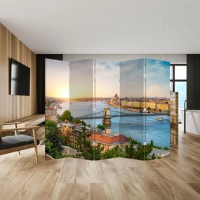 Paraván - Mesto Budapešť s riekou (210x170 cm)