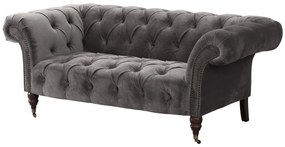 Pohovka Chesterfield Glamour Velvet Dark Grey pre 2 osoby.