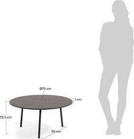 Čierny konferenčný stôl Kave Home Ulrich, ⌀ 70 cm