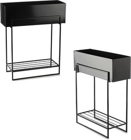 KOVOVÝ KVETINÁČ SO STOJANOM RECT 72X23X60 CM ČIERNA