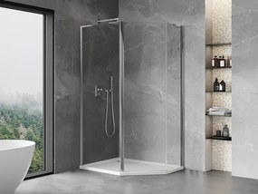 Mexen Mist L, päťuholníkový sprchový kút s krídlovými dverami, 90 x 80 cm, 8mm číre sklo, chrómový profil, 8A8L-090-080-01-00