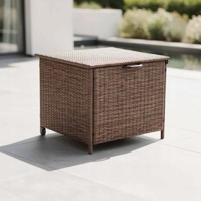 Elegantný záhradný úložný box z technoratanu - hnedý S
