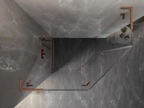 Mexen Lunar, L päťuholníkový sprchový kút naklápací doľava 100 x 80 cm, 8mm číre sklo, profil medená matná, 831L-100L-080P-65-00-L