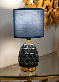 Modrá keramická stolová lampa s textilným tienidlom (výška 30,5 cm) Pigny – Mauro Ferretti