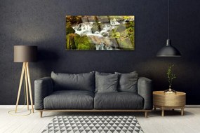 Skleneny obraz Vodopád skaly príroda 140x70 cm