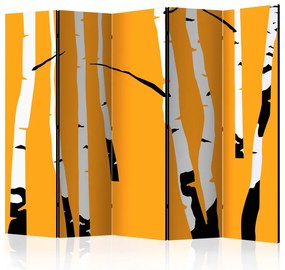 Artgeist Paraván - Birches on the orange background [Room Dividers]