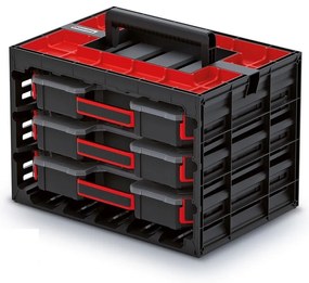 Skrinka s 3 krabičkovými organizérmi 41,5 × 29 × 29 cm, čierna