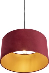 Závesné svietidlo s červeným zamatovým tienidlom so zlatom 50 cm - Combi