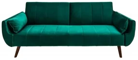 Invicta Interior -  Retro rozkladacia pohovka DIVANI 215 cm smaragdovo zelená, zamat, 3-miestna