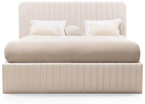 Čalouněná postel ROOLI se zvedacím roštem 160x200 cm béžová