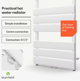 Blumfeldt Fairmont, 50 x 107, radiátor, 509 W, teplovodný, 4 vešiaky uterákov, 1/2"