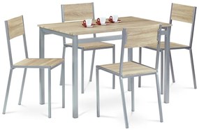 Jedálenský set HARVEY so 4 stoličkami, 110 x 70 x77 cm, dub Sonoma
