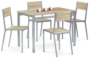 Jedálenský set HARVEY so 4 stoličkami, 110 x 70 x77 cm, dub Sonoma