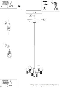Luster Halo, 6x biele sklenené tienidlo, bo