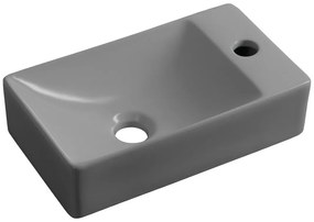 Sapho Sapho, SMALL keramické umývadlo 38x22cm, otvor pro batériu vpravo, šedá, MGT3822GR