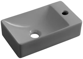 Sapho Sapho, SMALL keramické umývadlo 38x22cm, otvor pro batériu vpravo, šedá, MGT3822GR