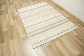 Koberec Cotton C102 Etno / kosoštvorce, krémový / sivý / béžový