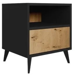 Nočný stolík OVESSI 52x47 cm čierna/dub artisan