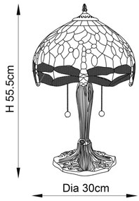 Endon 64086 - Stolná lampa Tiffany DRAGONFLY 2xE27/60W/230V priemer 30 cm