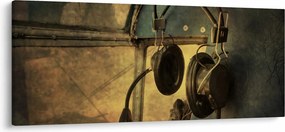 Obraz - Vintage letecké slúchadlá (120x50 cm)