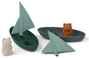 LIEWOOD Hračka do vane Ensley Boat Whale Blue – set 2 ks