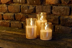 DECOLED LED svíčka ve skle, 7,5 x 12,5 cm, zlatá